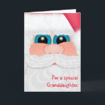Cartão De Festividades Merry Christmas Granddaughter Sweet Santa<br><div class="desc">A cute card for your special granddaughter at Christmas.  A charming Santa face up close,  with his twinkling eyes and sweet smile.  Original art and verse are © Penny Cork.</div>