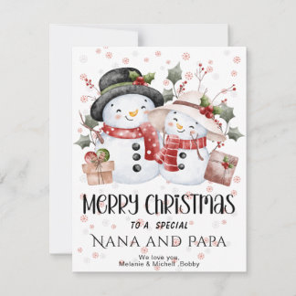 Cartão De Festividades Merry Christmas Grandma & Grandpa Custom Name Card