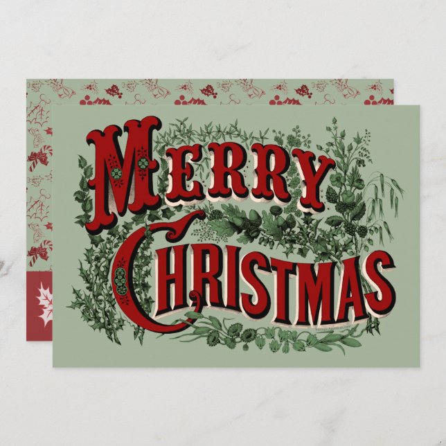 Cartão De Festividades Merry Christmas - Green and Red (Frente/Verso)