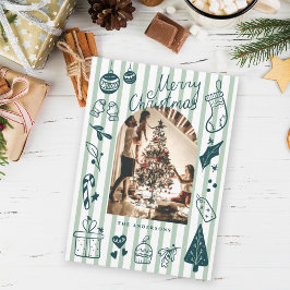Cartão De Festividades Merry Christmas Green Hand Drawn Favorite Things