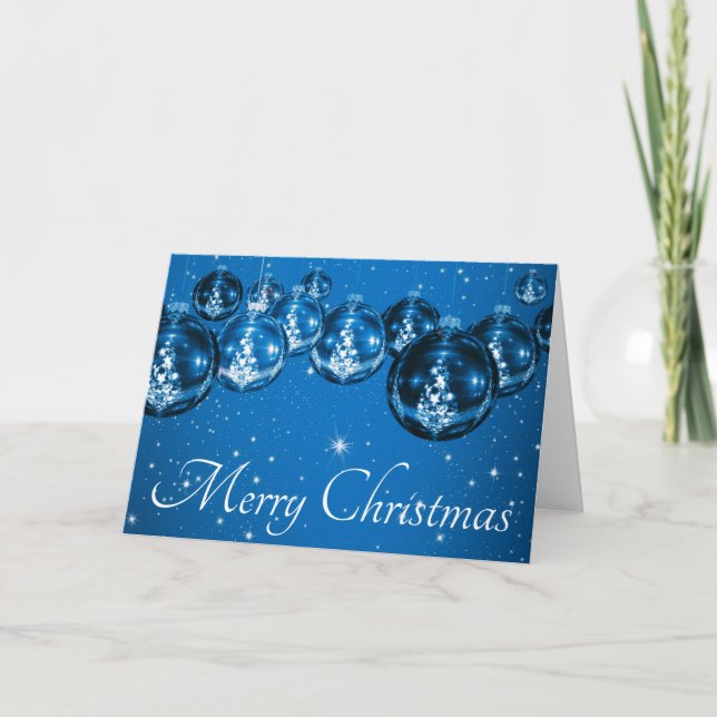 Cartão De Festividades Merry Christmas Greeting Card, Blue (Frente)