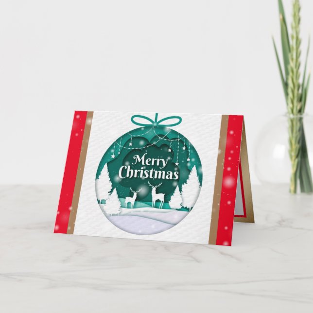 Cartão De Festividades Merry Christmas Greeting Cards Holidays Card (Frente)