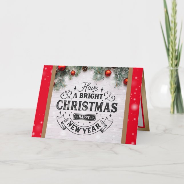 Cartão De Festividades Merry Christmas Greeting Cards Holidays Card (Frente)