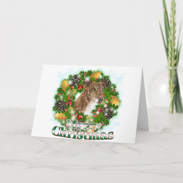 Cartão De Festividades Merry Christmas Greyhound (Frente)