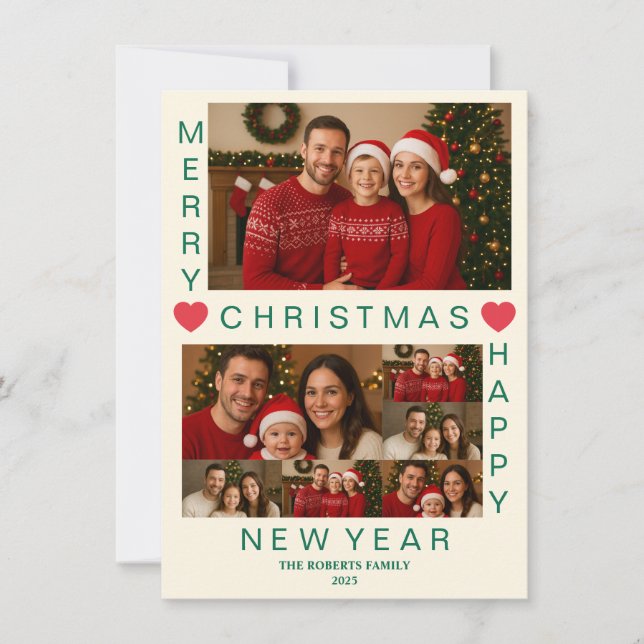 Cartão De Festividades Merry Christmas Happy New Year Family Card (Frente)