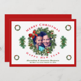 Cartão De Festividades Merry Christmas Happy New Year Family Photo Custom