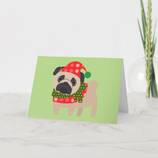 Cartão De Festividades Merry Christmas Holiday Pug Dog