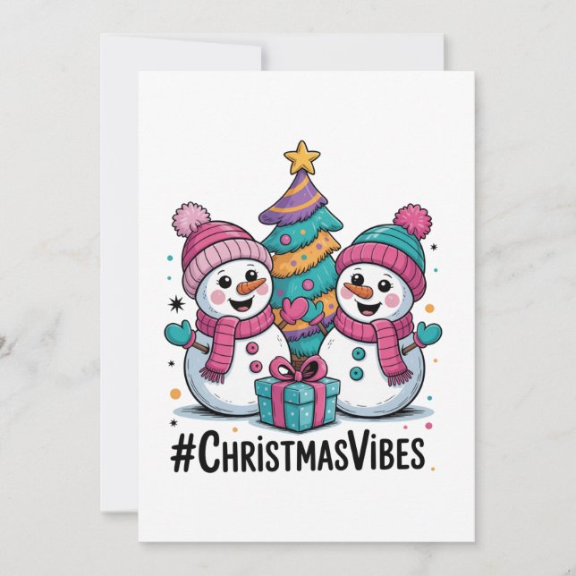 Cartão De Festividades Merry Christmas Holiday Vibes (Frente)