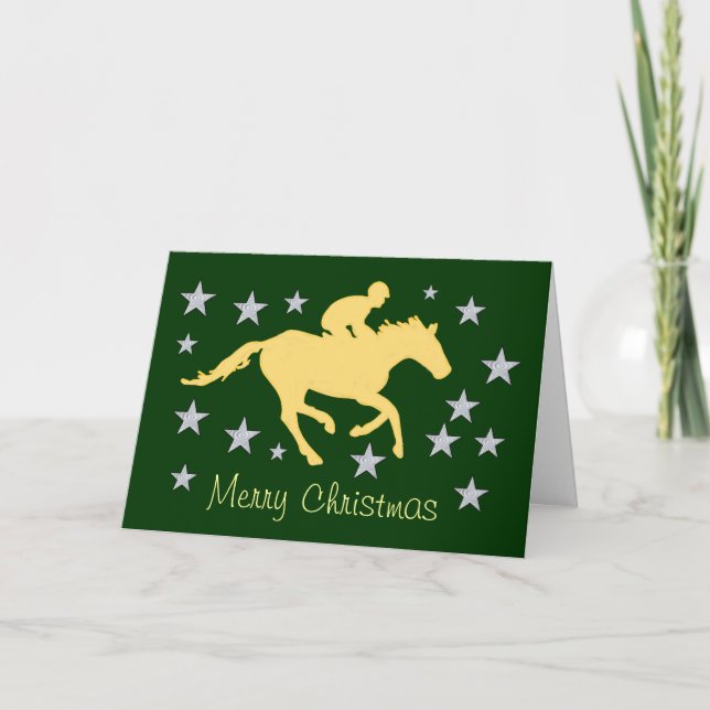 Cartão De Festividades Merry Christmas Horse and Stars Greeting Card (Frente)