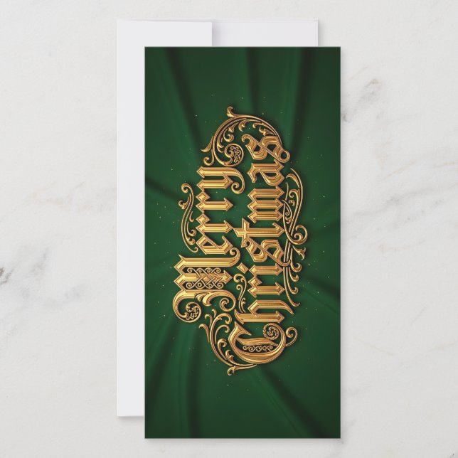 Cartão De Festividades Merry Christmas in goldener Ornament Schrift (Frente)