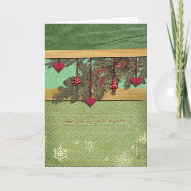 Cartão De Festividades Merry Christmas in Norwegian, Christmas card (Frente)