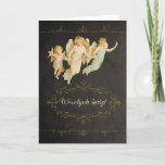 Cartão De Festividades Merry Christmas in Polish, angels<br><div class="desc">Translation: "Merry Christmas" in Polish. This stylish and trendy (chalkboard effect) Christmas card features vintage angels (courtesy Graphicfairy) on a vintage inspired grungy chalkboard with eroded text and swirls. You can edit text inside card. Custom requests welcome.</div>