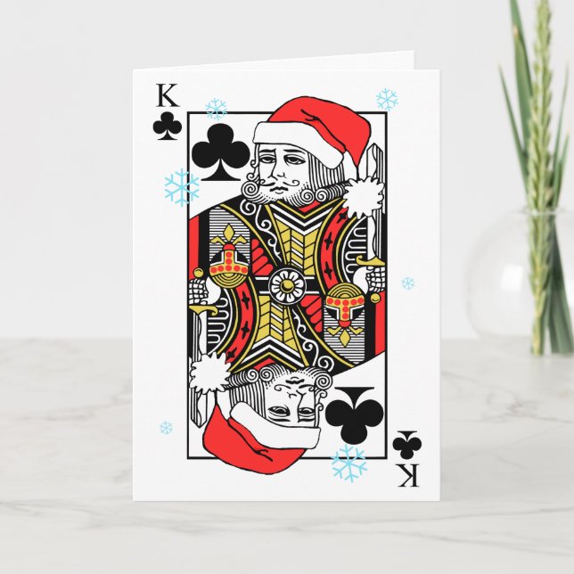 Cartão De Festividades Merry Christmas King of Clubs (Frente)
