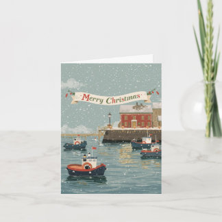 Cartão De Festividades Merry Christmas Lifeboat Harbour Card