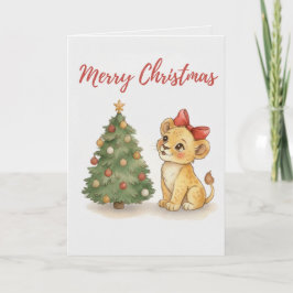 Cartão De Festividades Merry Christmas Lion Cub Card