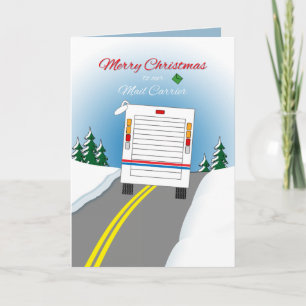 Cartão De Festividades Merry Christmas Mailtruck for Mail Carrier