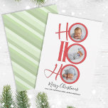 Cartão De Festividades Merry Christmas Modern Santa Cute Typography<br><div class="desc">This design features an whimsical cute merry modern simple cute script, 3 three picture photo collages, minimalist hohoho Santa typography, ho ho ho merry Christmas, clean trendy red and green, minimal circle photo multi collage, modern elegant simple trendy, modern calligraphy script font, simple and minimal whimsical style, Santa laugh quote...</div>