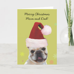 Cartão De Festividades Merry christmas mom and dad french bulldog card
