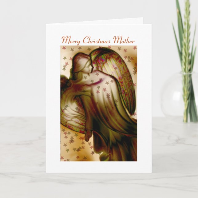 Cartão De Festividades Merry Christmas Mother - Angel Greeting Card (Frente)