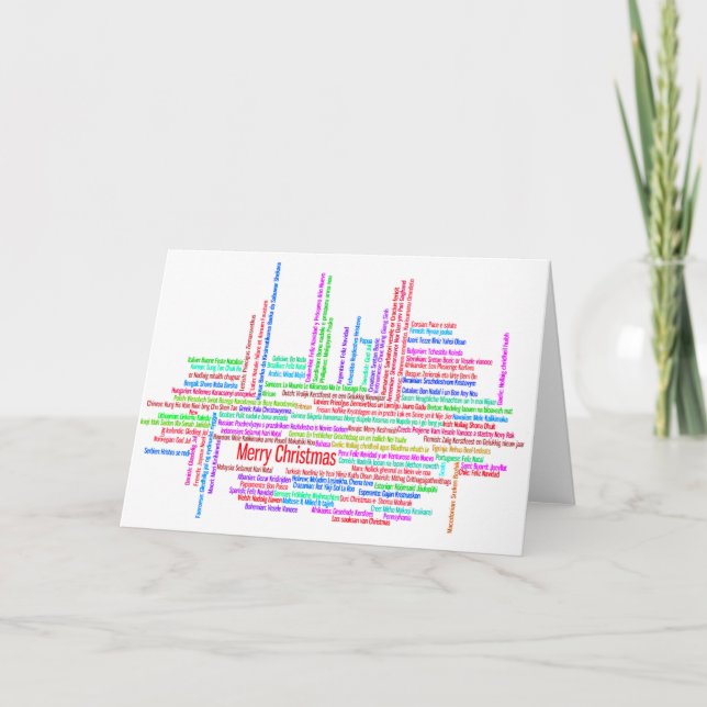Cartão De Festividades Merry Christmas Multilingual  Christmas Card (Frente)