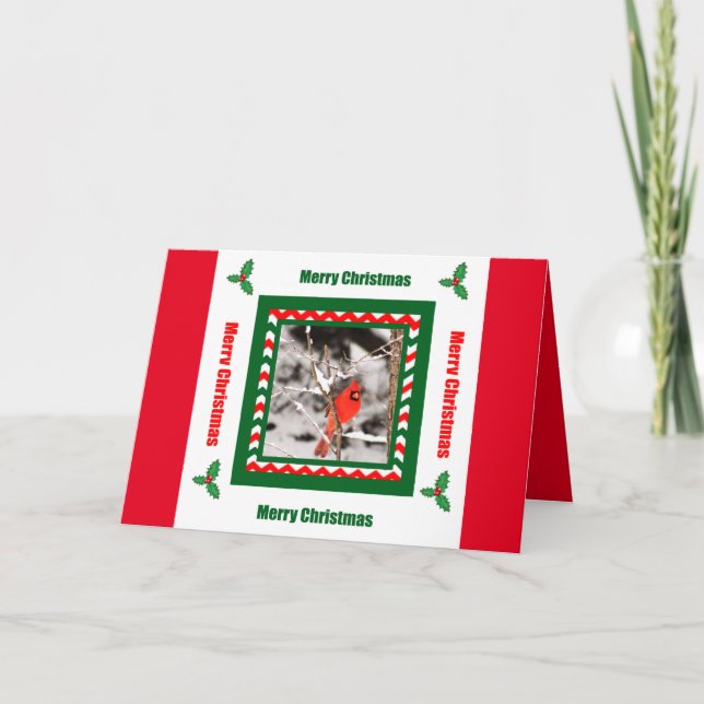 Cartão De Festividades Merry Christmas Northern Cardinal Christmas Card (Frente)