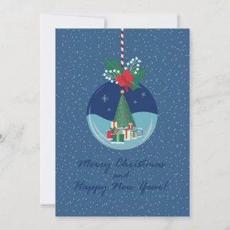 Cartão De Festividades Merry Christmas Ornament Card with Tree and Gifts