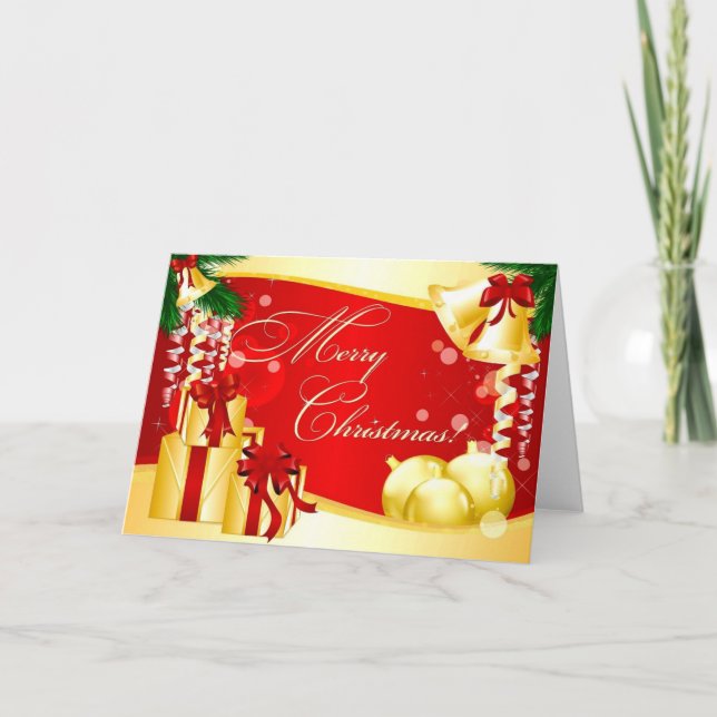 Cartão De Festividades Merry Christmas Ornaments Presents (Frente)