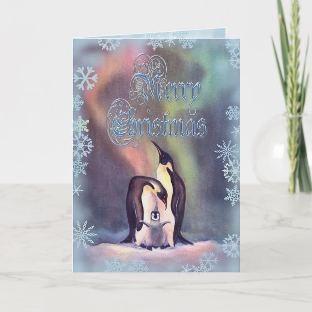 Cartão De Festividades MERRY CHRISTMAS PENGUINS by SHARON SHARPE (Frente)