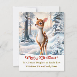 Cartão De Festividades Merry Christmas Personised I Cute Baby Deer