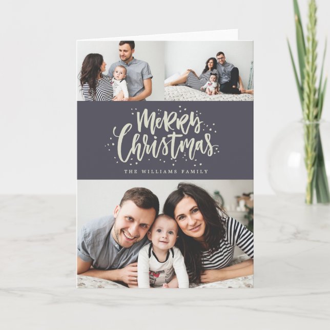 Cartão De Festividades MERRY CHRISTMAS photo christmas greeting card (Frente)
