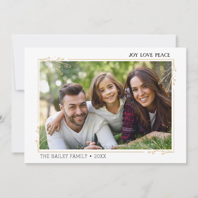 Cartão De Festividades Merry Christmas Photo Modern Holiday Greeting Card (Frente)