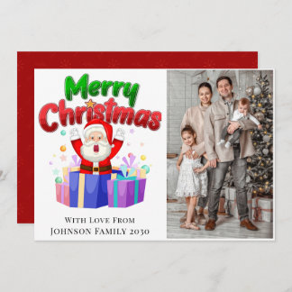 Cartão De Festividades Merry Christmas Photo Santa Holiday Card