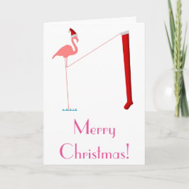 Cartão De Festividades Merry Christmas! - Pink Flamingo Silhouette
