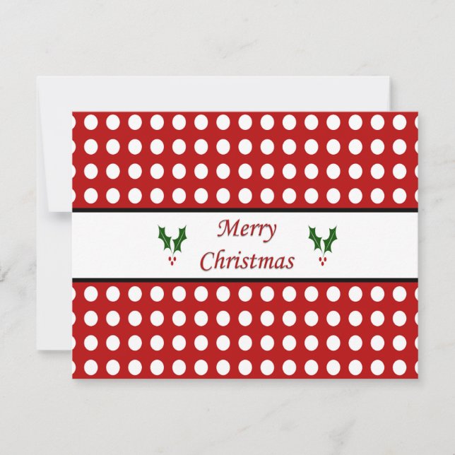 Cartão De Festividades Merry Christmas Polka Dot Holiday Card (Frente)