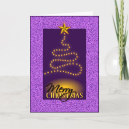 Cartão De Festividades Merry Christmas Purple & Gold Greeting Card