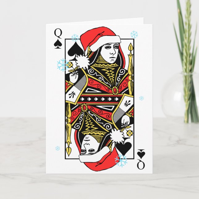 Cartão De Festividades Merry Christmas Queen of Spades (Frente)