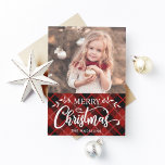 Cartão De Festividades Merry Christmas Red Black Plaid Photo Card<br><div class="desc">Holiday Photo Card,  “Merry Christmas” Script with Red and Black Plaid Pattern Background. Send holiday cheer to your family and friends. For more advanced customization of this design,  Please click the "Customize" button.</div>