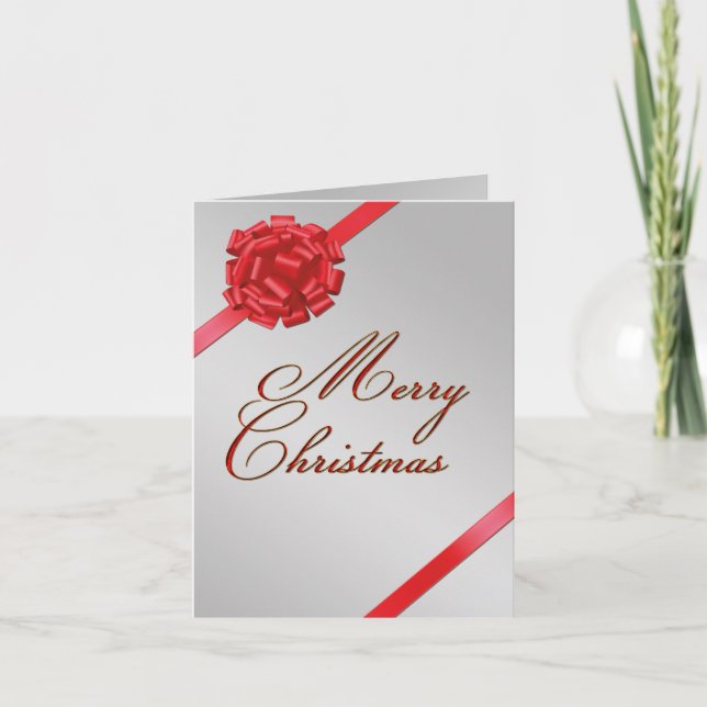 Cartão De Festividades Merry Christmas Red Bow - Greeting Card (Frente)