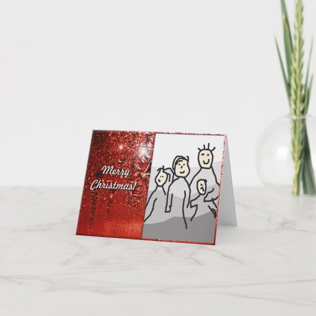 Cartão De Festividades Merry Christmas Red Frost with Photo (Frente)