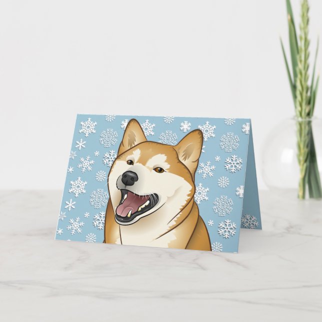 Cartão De Festividades Merry Christmas Red Shiba Inu Customizable Card (Frente)