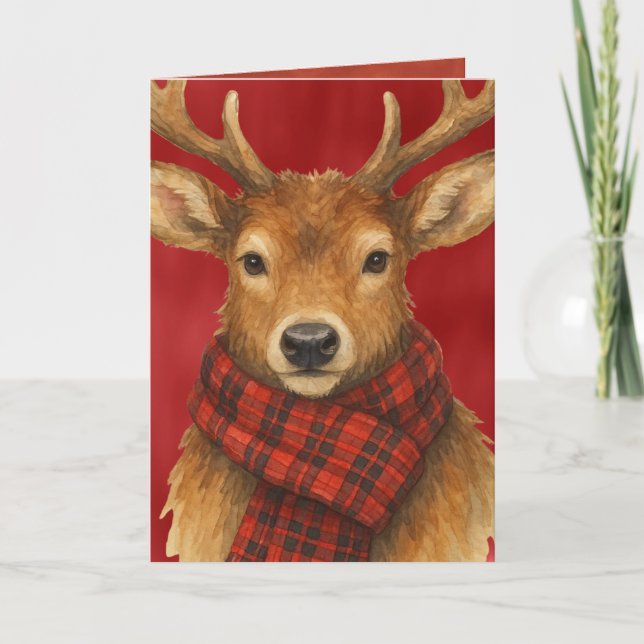 Cartão De Festividades Merry Christmas Reindeer (Frente)