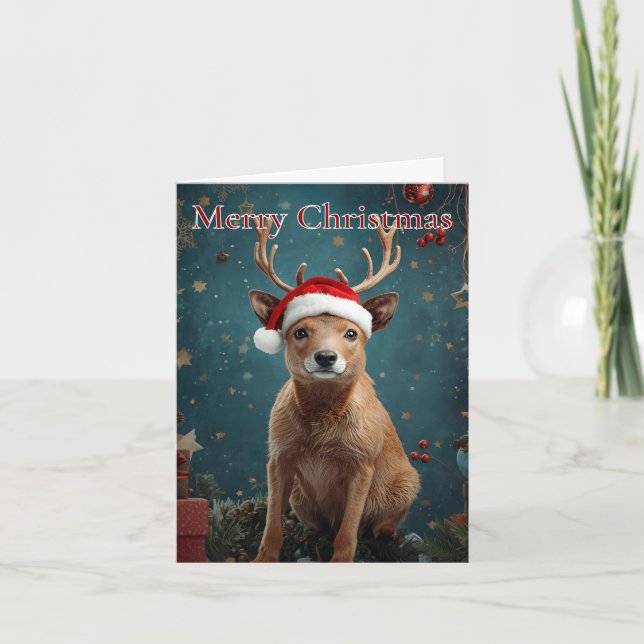 Cartão De Festividades Merry Christmas Reindeer Christmas Card (Frente)