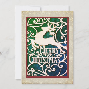 Cartão De Festividades Merry Christmas Reindeer Silhouettes Snowflake