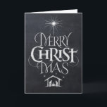 Cartão De Festividades Merry CHRISTmas Religious Chalkboard Calligraphy<br><div class="desc">Fashionable and fun chalkboard look. We say 'Merry Christmas' but often we forget the origin of the words. This original hand lettering uses its unique design to tell the story simply and elegantly. Show your CHRISTmas spirit.</div>