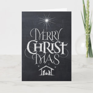 Cartão De Festividades Merry CHRISTmas Religious Chalkboard Calligraphy
