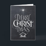 Cartão De Festividades Merry CHRISTmas Religious Chalkboard Calligraphy<br><div class="desc">Fashionable and fun chalkboard look. We say 'Merry Christmas' but often we forget the origin of the words. This original hand lettering uses its unique design to tell the story simply and elegantly. Show your CHRISTmas spirit.</div>