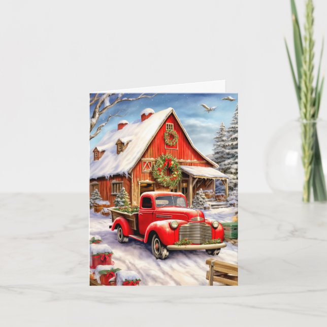 Cartão De Festividades Merry Christmas Rustic Country Farmhouse (Frente)