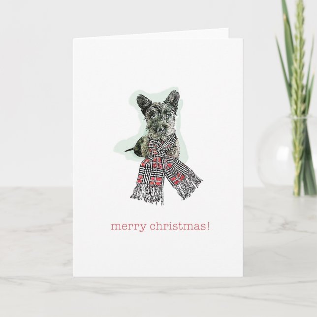Cartão De Festividades Merry Christmas Scotty The Scottish Terrier (Frente)