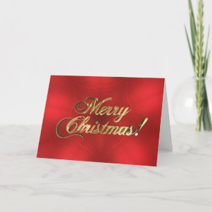 Cartão De Festividades Merry Christmas Script Classy Red and Gold