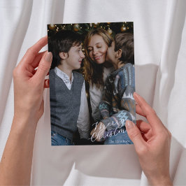 Cartão De Festividades Merry Christmas Script Photo Navy